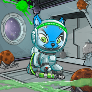 Space Station Airlock Background (2500np), Slorg Slime Trail Foreground (12,000np), Ixi Space Helmet (14,000np), Ixi Spacesuit (25,000np), Toy Slime Gun (9000np)